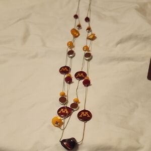 University of Minnesota Maroon & Gold Beaded Necklace